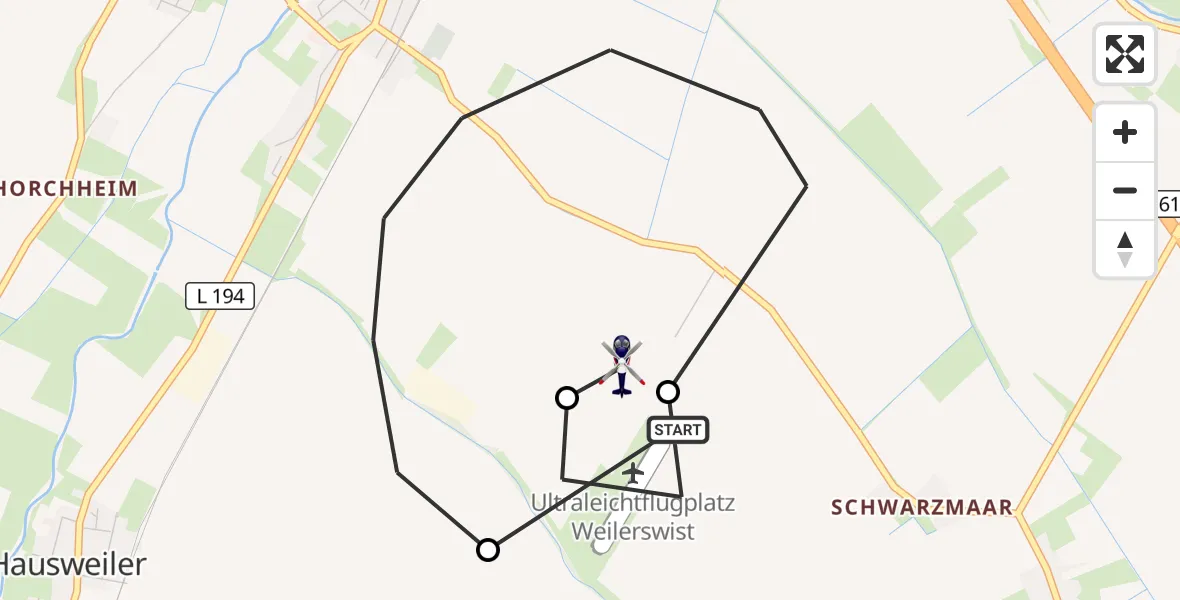 Flugroute Polizeihubschrauber Weilerswist UL - Weilerswist, 02 Oktober 2026, 06:34
