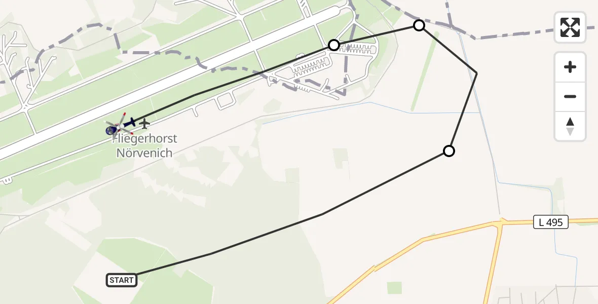 Flugroute Polizeihubschrauber Militärflugplatz Nörvenich - Militärflugplatz Nörvenich, 02 Oktober 2026, 07:02