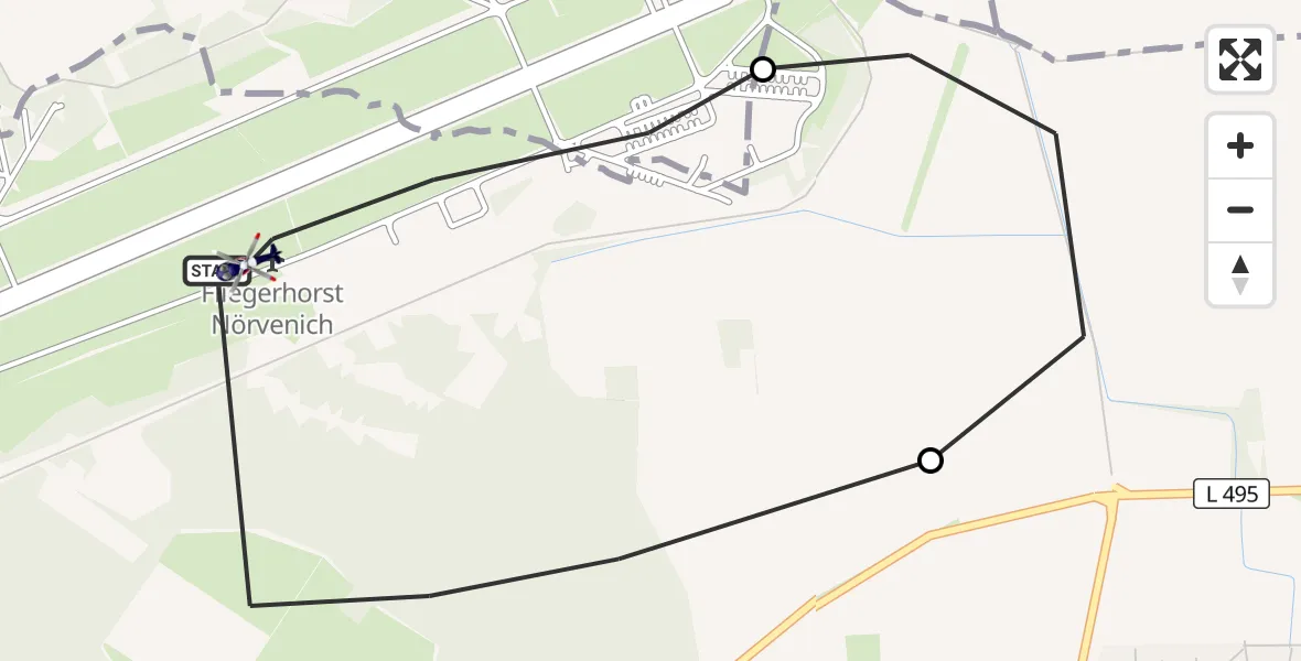 Flugroute Polizeihubschrauber Militärflugplatz Nörvenich - Militärflugplatz Nörvenich, 02 Oktober 2026, 07:04