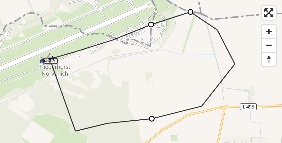 Flugroute Polizeihubschrauber Militärflugplatz Nörvenich - Militärflugplatz Nörvenich, 02 Oktober 2026, 07:11