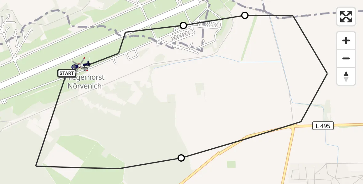 Flugroute Polizeihubschrauber Militärflugplatz Nörvenich - Militärflugplatz Nörvenich, 02 Oktober 2026, 07:28