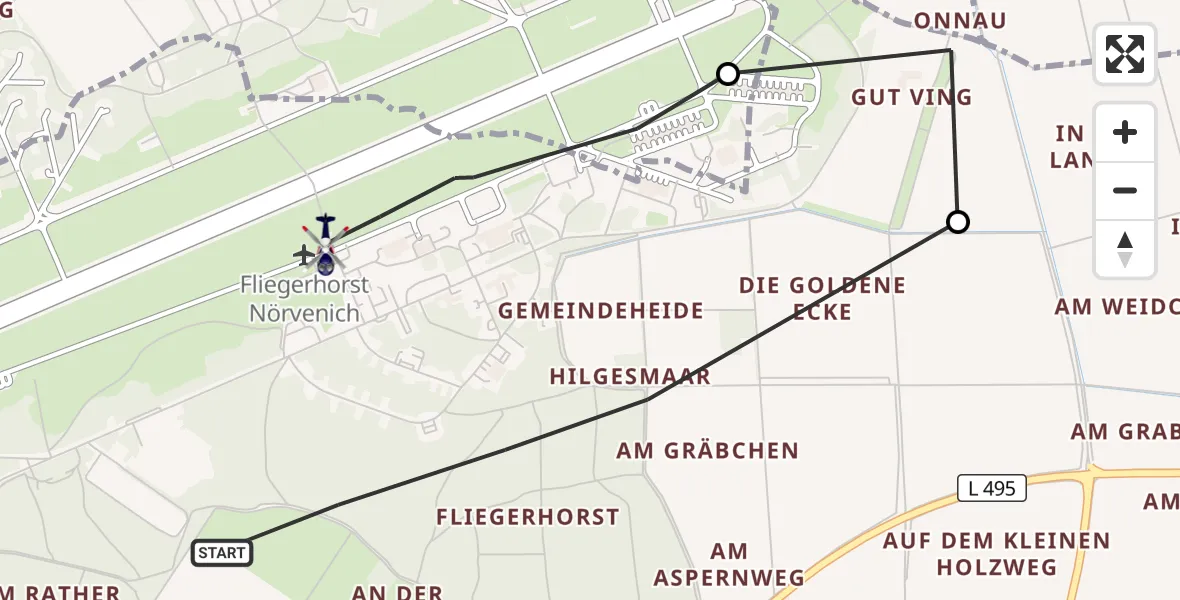 Flugroute Polizeihubschrauber Militärflugplatz Nörvenich - Militärflugplatz Nörvenich, 02 Oktober 2026, 07:42