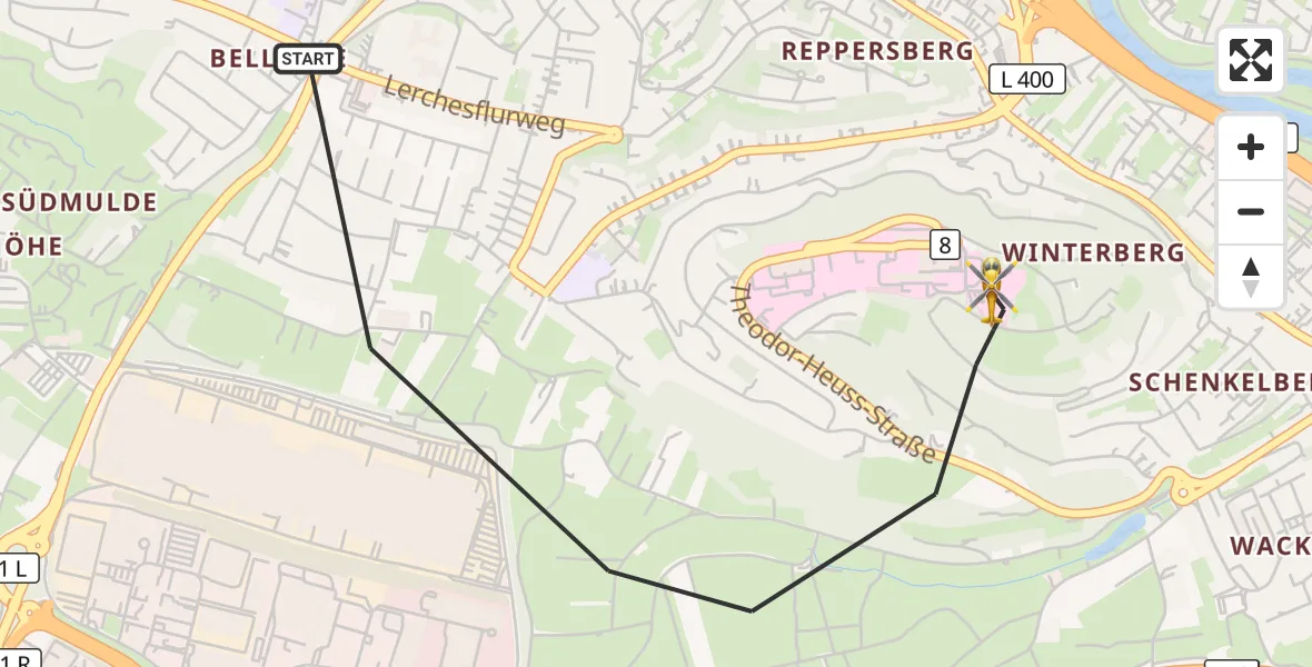 Flugroute Rettungshubschrauber Saarbrücken - Saarbrücken, 02 Oktober 2026, 08:10