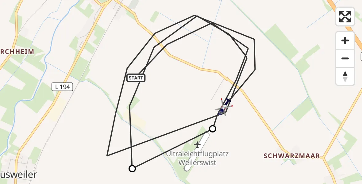 Flugroute Polizeihubschrauber Weilerswist - Weilerswist, 02 Oktober 2026, 08:31