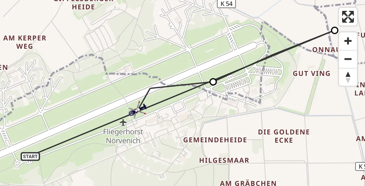 Flugroute Polizeihubschrauber Militärflugplatz Nörvenich - Militärflugplatz Nörvenich, 02 Oktober 2026, 08:50