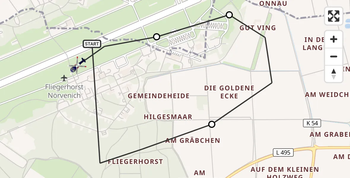 Flugroute Polizeihubschrauber Militärflugplatz Nörvenich - Militärflugplatz Nörvenich, 02 Oktober 2026, 08:54
