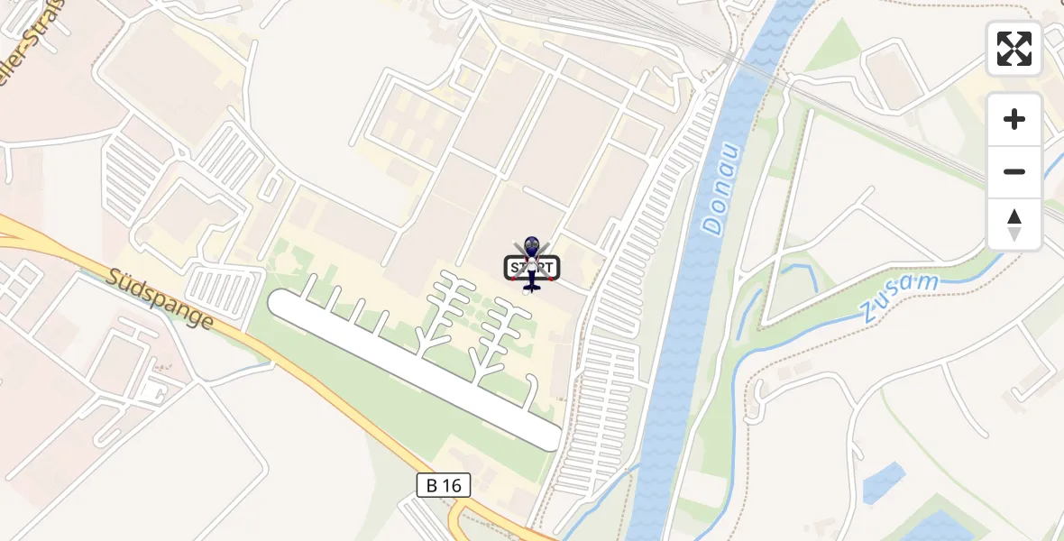 Flugroute Polizeihubschrauber Donauwörth Hubschrauberlandeplatz - Donauwörth Hubschrauberlandeplatz, 02 Oktober 2026, 08:59