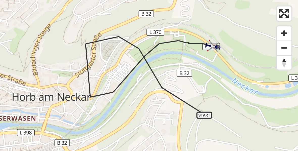 Flugroute Polizeihubschrauber Horb am Neckar - Horb am Neckar, 02 Oktober 2026, 09:53