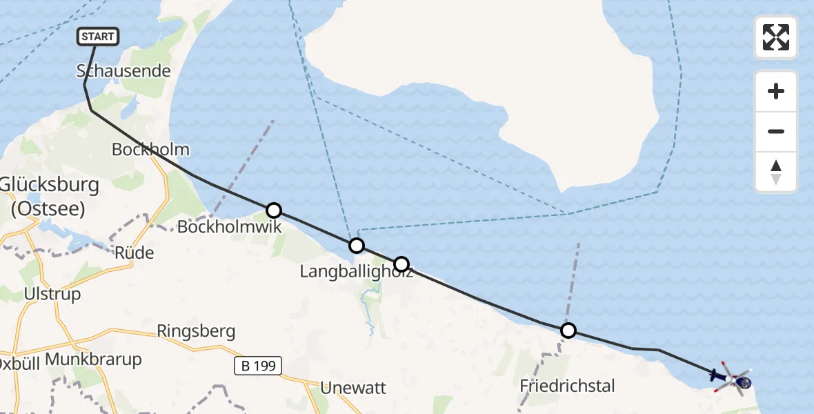 Flugroute Polizeihubschrauber Glücksburg (Ostsee) - Steinberg, 02 Oktober 2026, 11:21