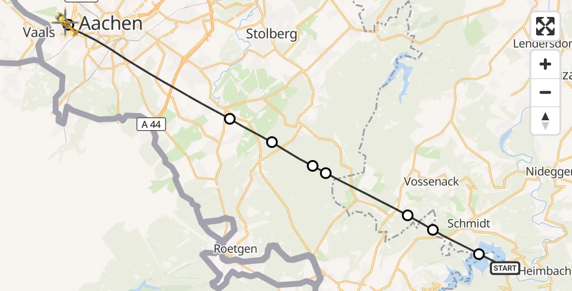 Flugroute Rettungshubschrauber Heimbach - Aachen Hospital, 02 Oktober 2026, 11:22