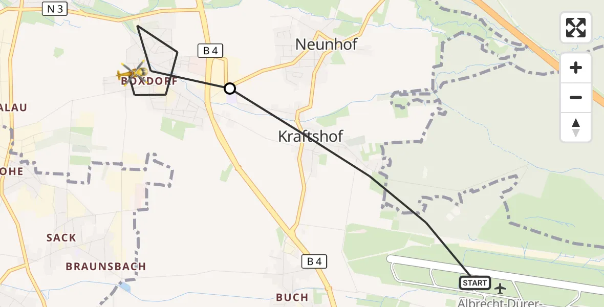 Flugroute Rettungshubschrauber Flughafen Nuremberg - Nürnberg, 02 Oktober 2026, 11:30