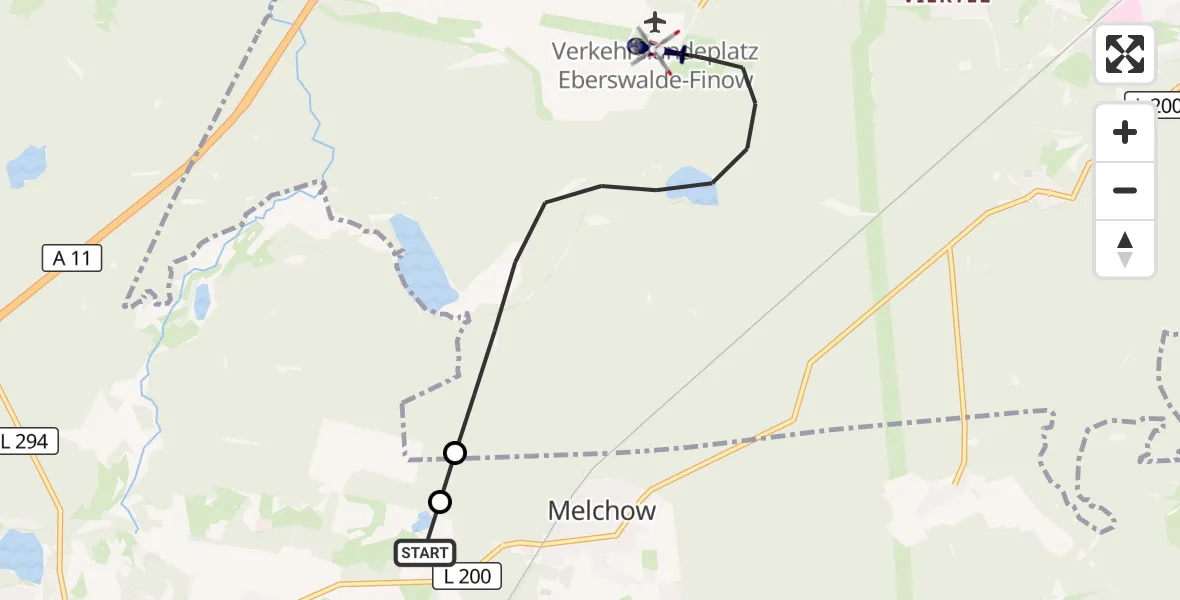 Flugroute Polizeihubschrauber Biesenthal - Schorfheide, 02 Oktober 2026, 11:34