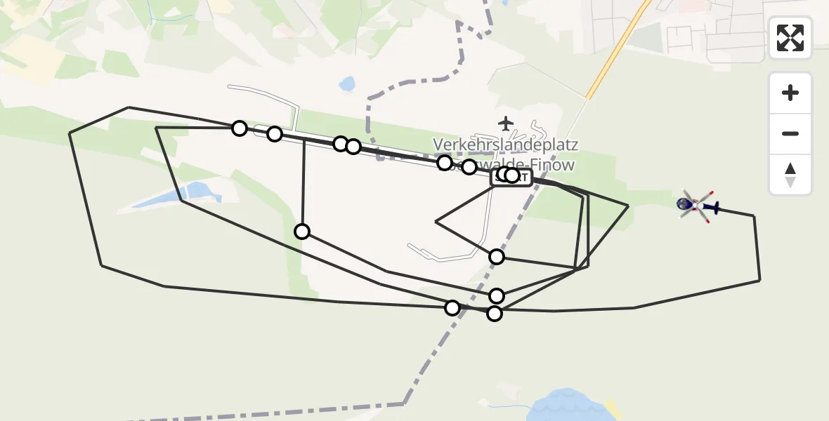 Flugroute Polizeihubschrauber Schorfheide - Eberswalde, 02 Oktober 2026, 11:38