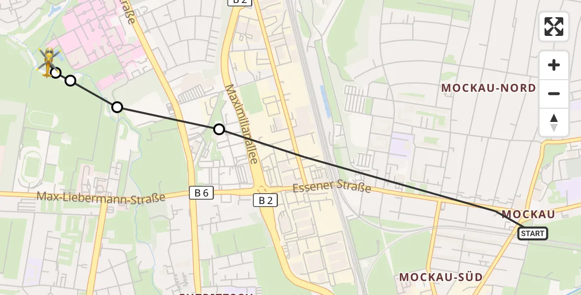 Flugroute Rettungshubschrauber Leipzig - Sankt Georg Hospital Leipzig Reserve, 02 Oktober 2026, 11:44
