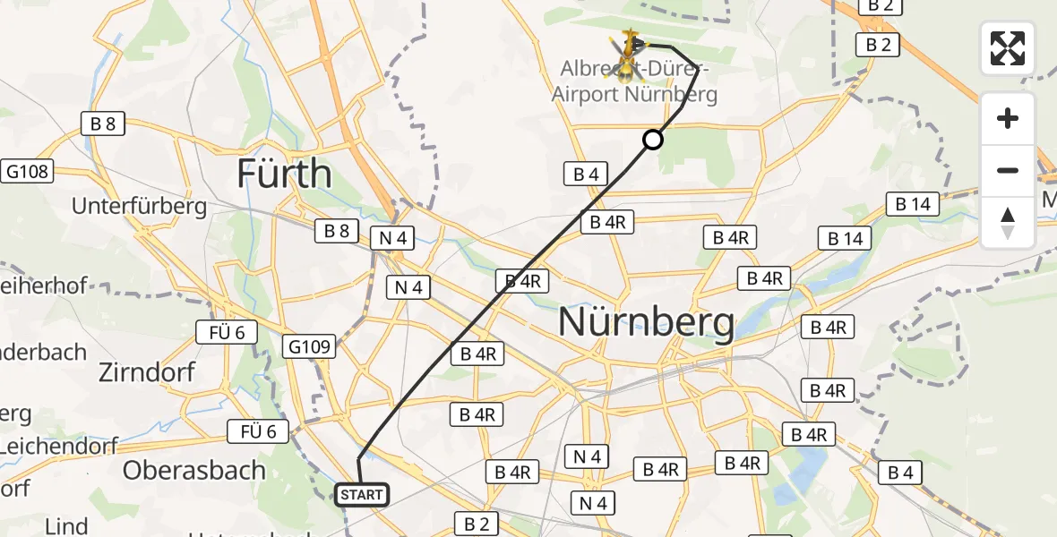 Flugroute Ambulanzhubschrauber Nürnberg - Flughafen Nuremberg, 02 Oktober 2026, 11:49