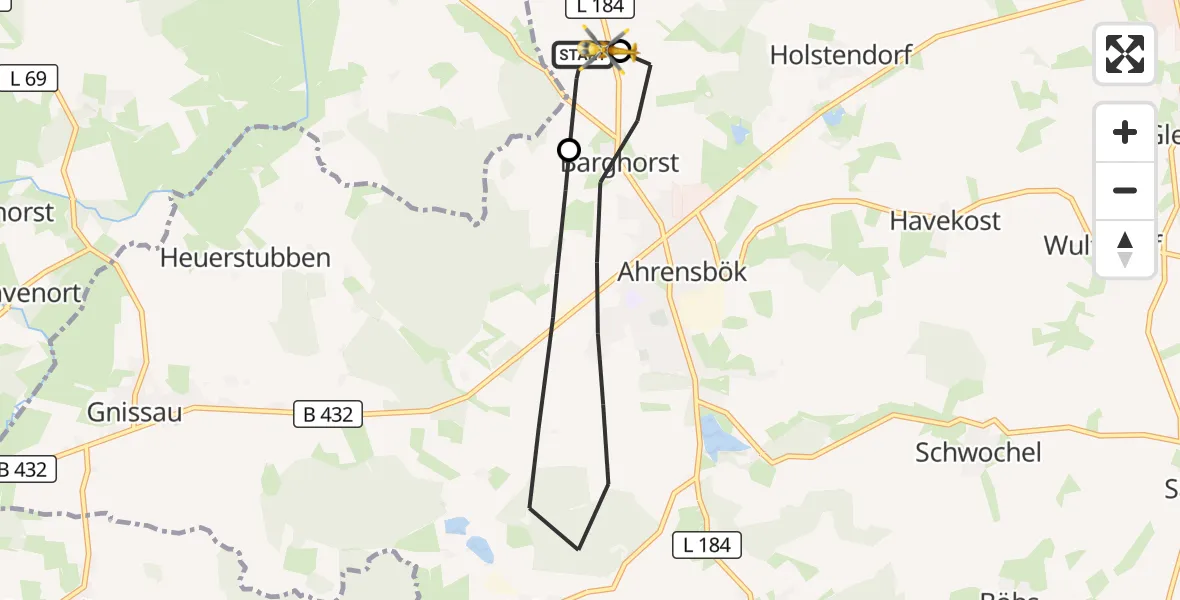 Flugroute Rettungshubschrauber Christoph 12 Luftrettungszentrum - Christoph 12 Luftrettungszentrum, 02 Oktober 2026, 11:55