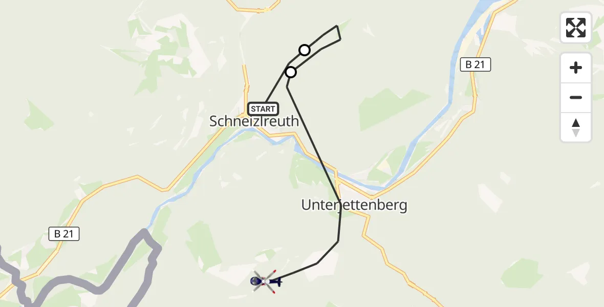 Flugroute Polizeihubschrauber Schneizlreuth - Schneizlreuth, 02 Oktober 2026, 12:11