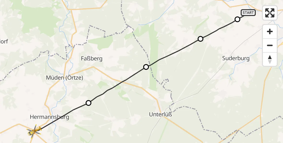 Flugroute Rettungshubschrauber Gerdau - Südheide, 02 Oktober 2026, 12:21
