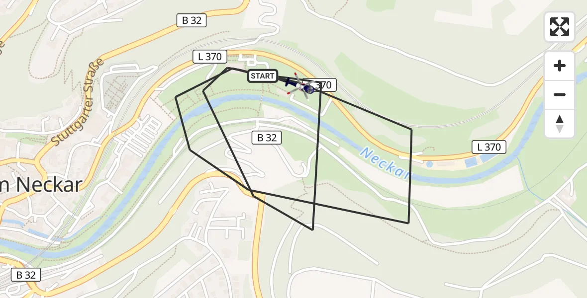 Flugroute Polizeihubschrauber Horb am Neckar - Horb am Neckar, 02 Oktober 2026, 12:50