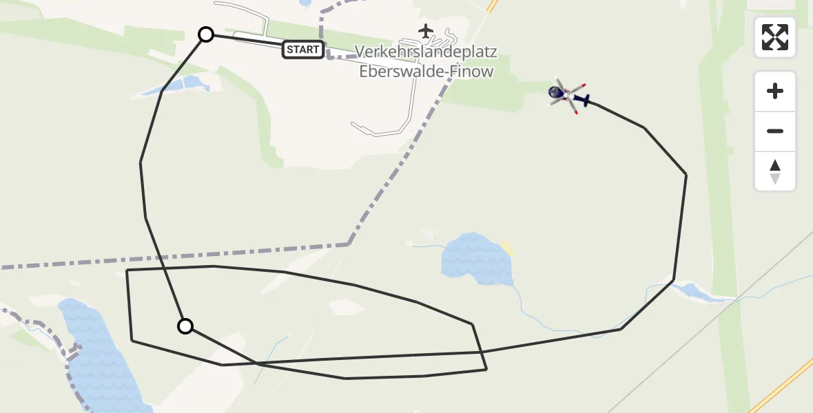 Flugroute Polizeihubschrauber Eberswalde-Finow Flugplatz - Eberswalde, 02 Oktober 2026, 12:58