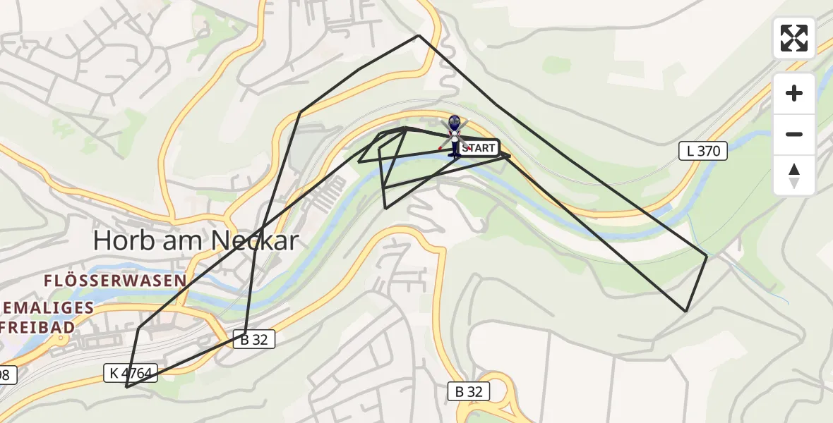 Flugroute Polizeihubschrauber Horb am Neckar - Horb am Neckar, 02 Oktober 2026, 13:01