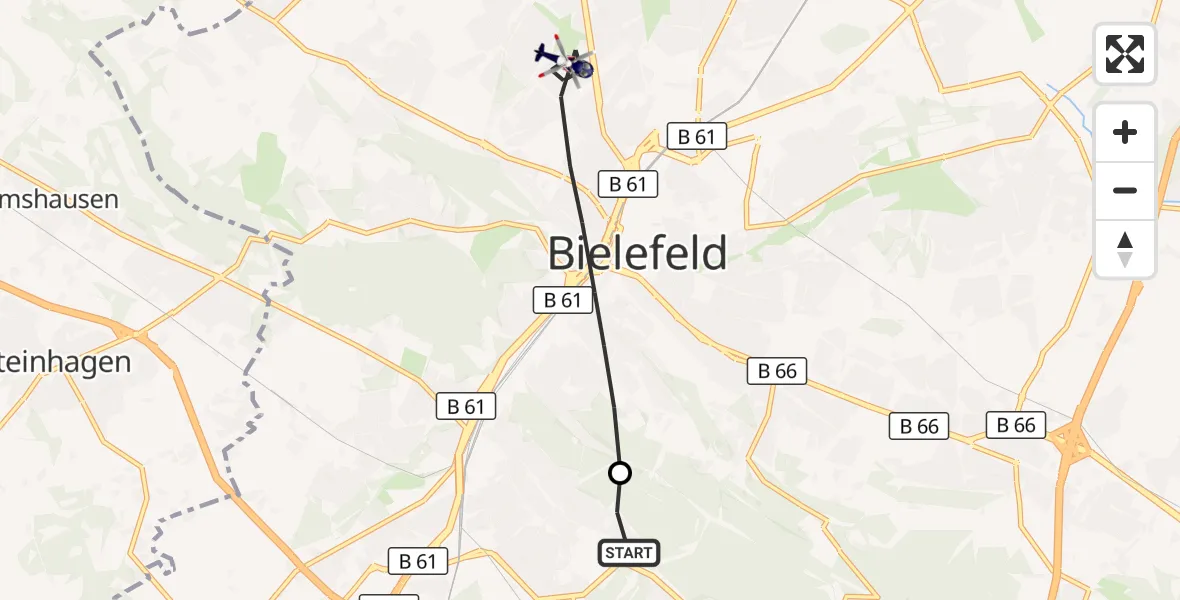 Flugroute Polizeihubschrauber Luftrettungszentrum Bielefeld - Bielefeld, 02 Oktober 2026, 13:04