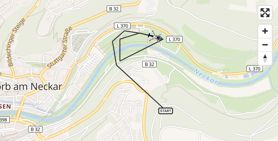 Flugroute Polizeihubschrauber Horb am Neckar - Horb am Neckar, 02 Oktober 2026, 13:22