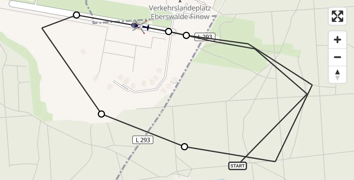 Flugroute Polizeihubschrauber Eberswalde - Eberswalde-Finow Flugplatz, 02 Oktober 2026, 13:29