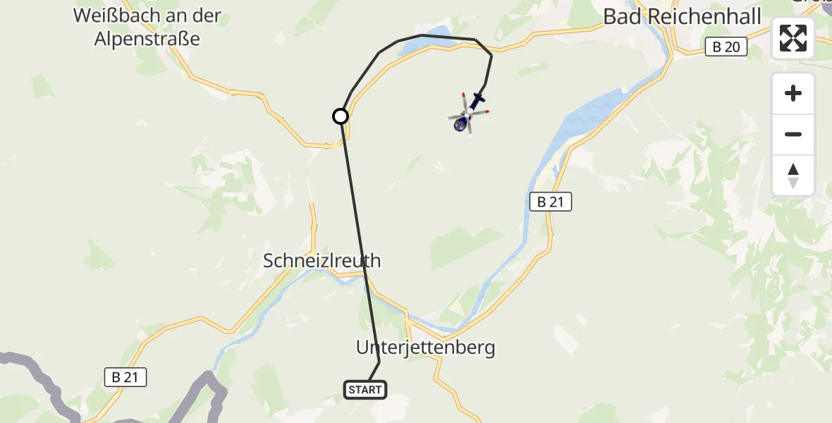 Flugroute Polizeihubschrauber Schneizlreuth - Bad Reichenhall, 02 Oktober 2026, 13:43