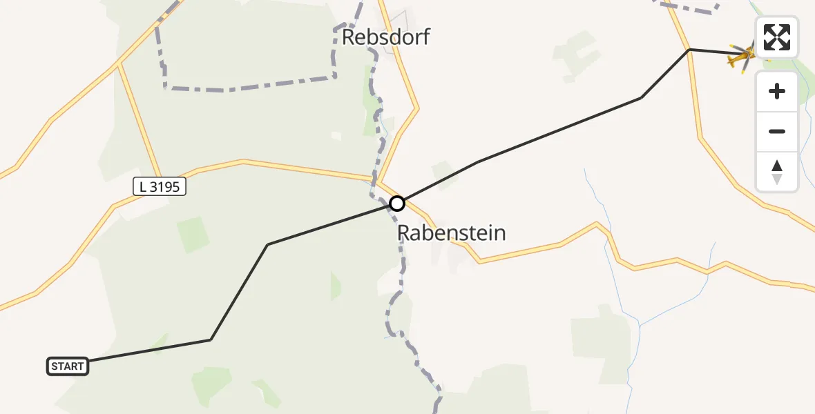 Flugroute Rettungshubschrauber Birstein - Steinau an der Straße, 02 Oktober 2026, 14:05