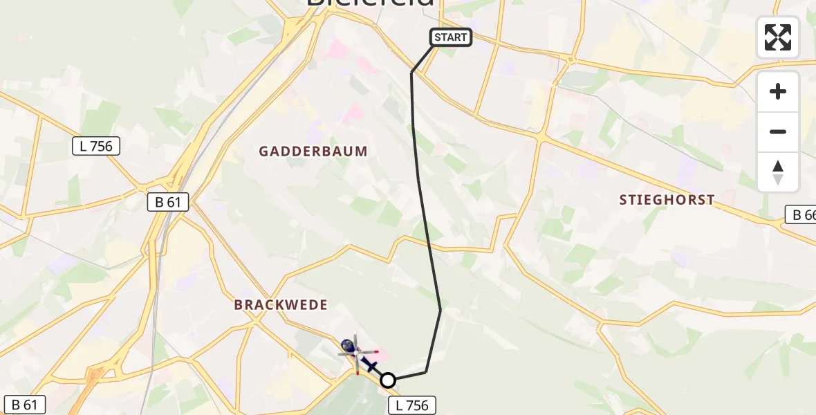Flugroute Polizeihubschrauber Bielefeld - Luftrettungszentrum Bielefeld, 02 Oktober 2026, 14:22