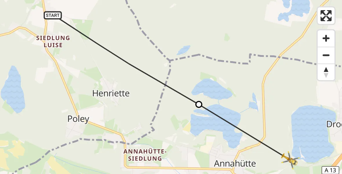 Flugroute Rettungshubschrauber Sallgast - Schipkau, 02 Oktober 2026, 15:37