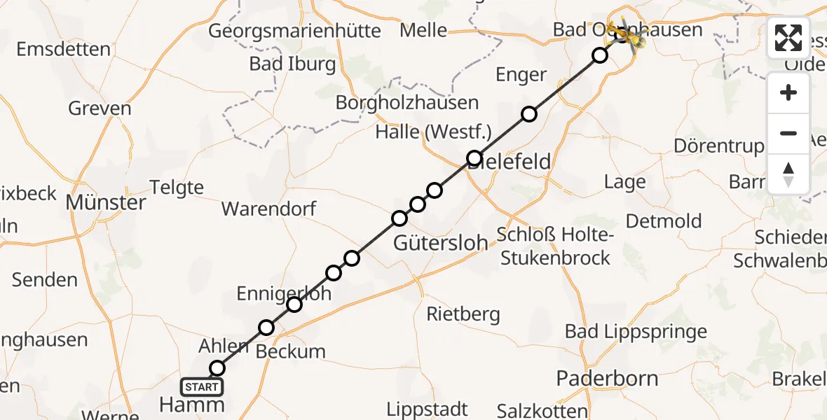 Flugroute Rettungshubschrauber Hamm - Bad Oeynhausen, 02 Oktober 2026, 16:19