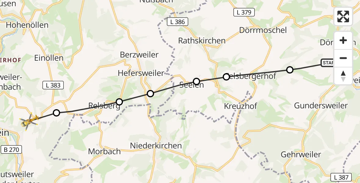 Flugroute Rettungshubschrauber Rockenhausen - Wolfstein, 02 Oktober 2026, 16:30