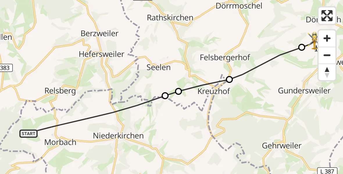 Flugroute Rettungshubschrauber Niederkirchen - Rockenhausen, 02 Oktober 2026, 17:00