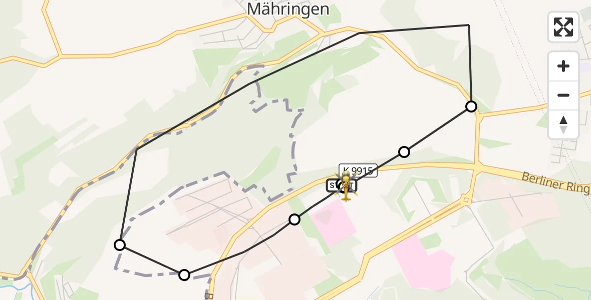 Flugroute Rettungshubschrauber Ulm Military Hospital Emergency - Ulm Military Hospital Emergency, 02 Oktober 2026, 17:29