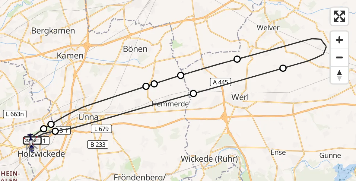 Flugroute Polizeihubschrauber Dortmund Flughafen - Dortmund Flughafen, 02 Oktober 2026, 19:28