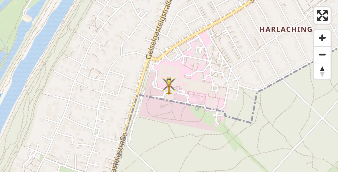 Flugroute Rettungshubschrauber ADAC Air Rescue Center Hubschrauberlandeplatz (Christoph 1) - ADAC Air Rescue Center Hubschrauberlandeplatz (Christoph 1), 03 Oktober 2026, 07:50