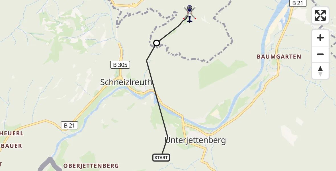 Flugroute Polizeihubschrauber Schneizlreuth - Bad Reichenhall, 03 Oktober 2026, 08:36
