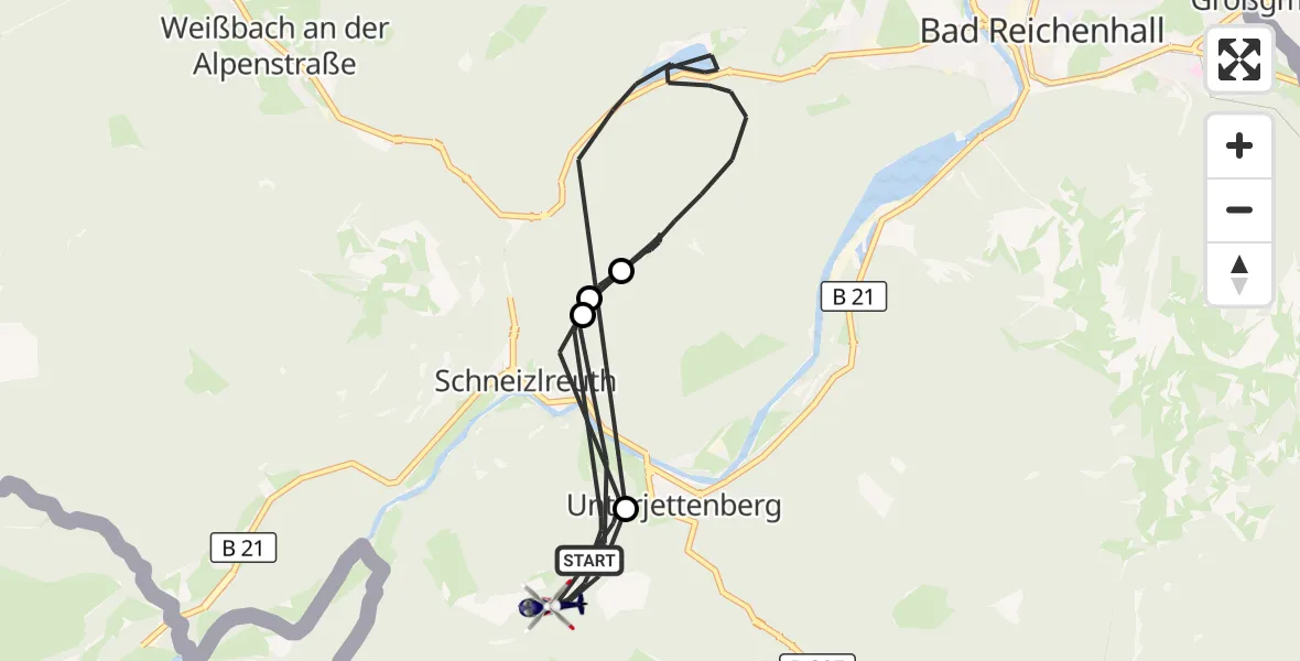 Flugroute Polizeihubschrauber Schneizlreuth - Schneizlreuth, 03 Oktober 2026, 09:02