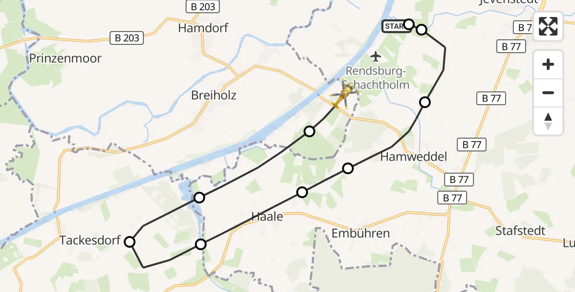 Flugroute Ambulanzhubschrauber Hörsten - Breiholz, 03 Oktober 2026, 09:13