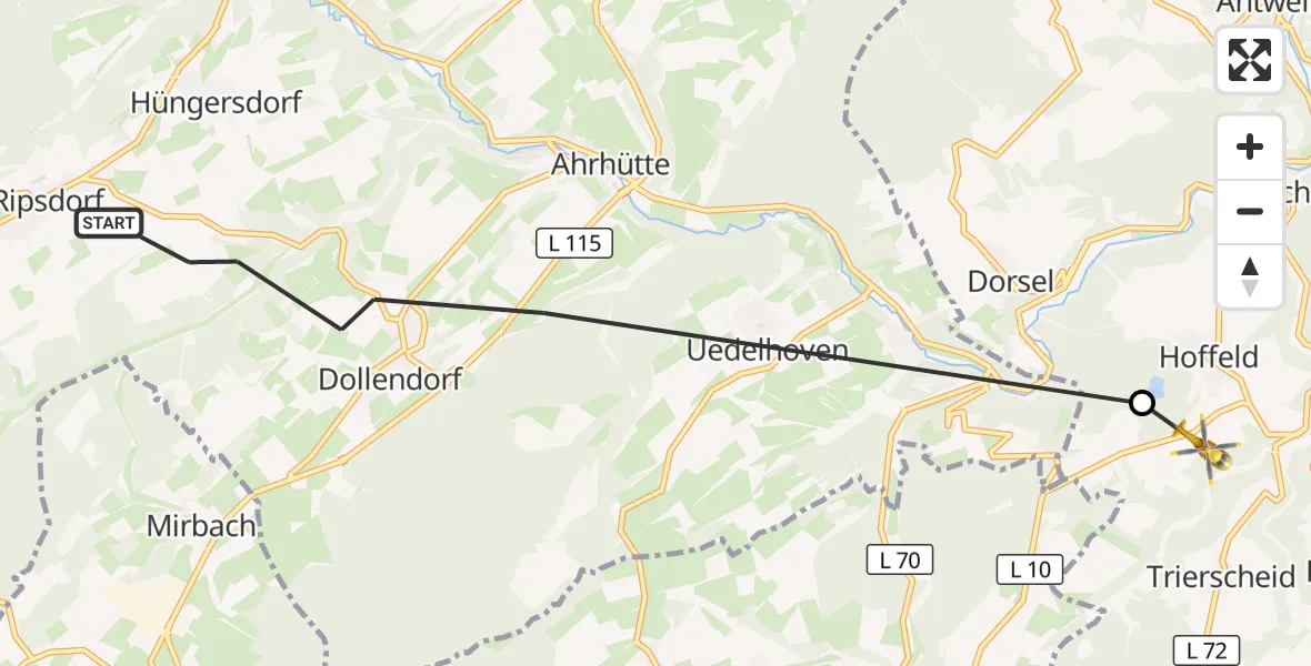 Flugroute Ambulanzhubschrauber Blankenheim - Hoffeld, 03 Oktober 2026, 09:46
