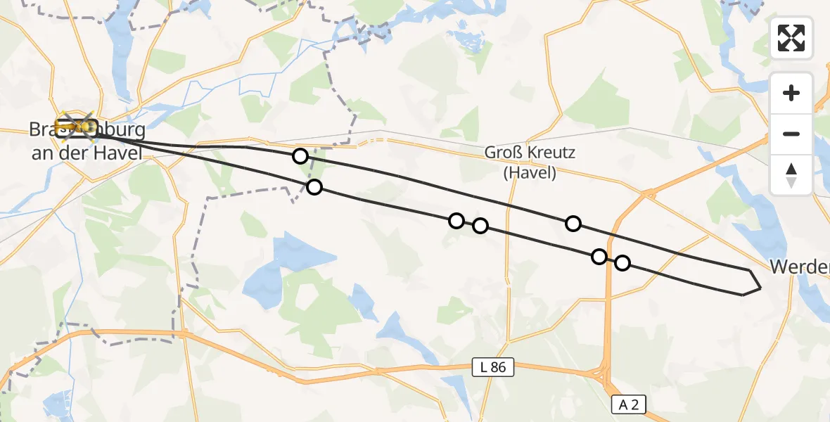 Flugroute Rettungshubschrauber Brandenburg an der Havel - Brandenburg an der Havel, 03 Oktober 2026, 12:09