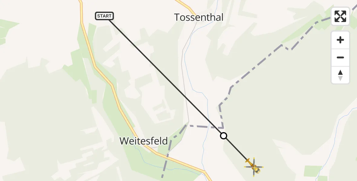 Flugroute Rettungshubschrauber Eisfeld - Schalkau, 03 Oktober 2026, 12:41