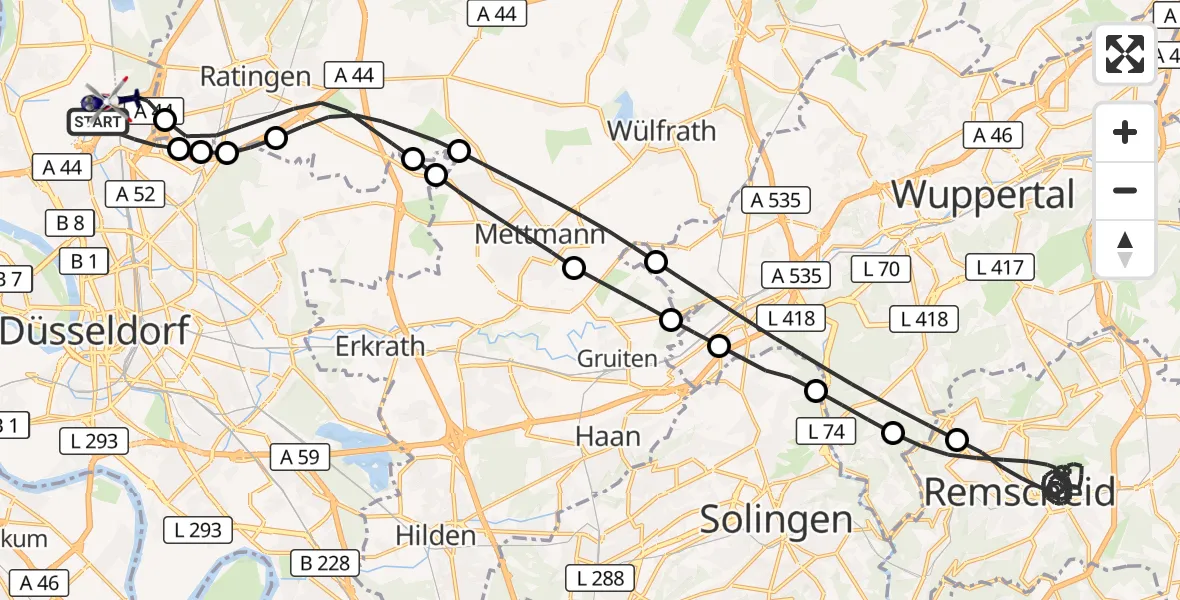 Flugroute Polizeihubschrauber Düsseldorf Flughafen - Düsseldorf Flughafen, 03 Oktober 2026, 12:44