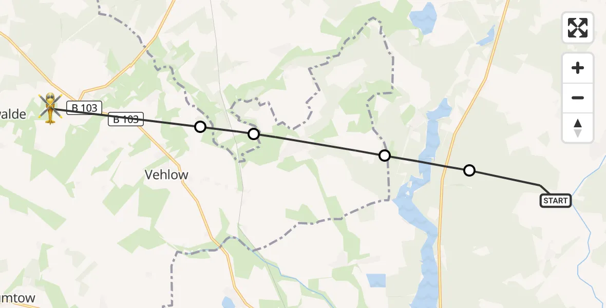 Flugroute Rettungshubschrauber Wusterhausen/Dosse - Gumtow, 03 Oktober 2026, 12:49