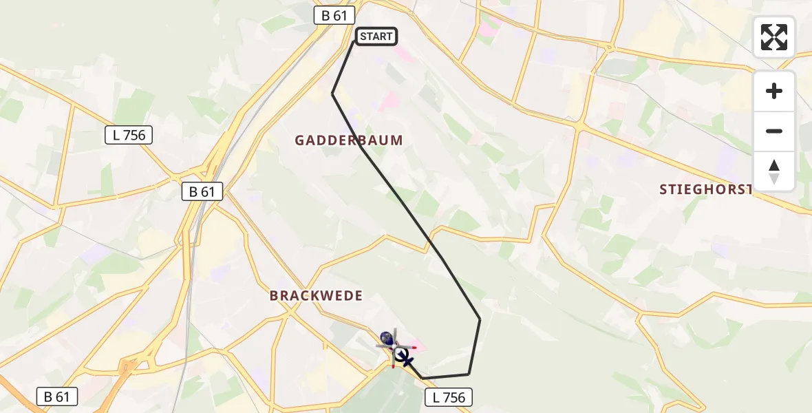 Flugroute Polizeihubschrauber Bielefeld - Luftrettungszentrum Bielefeld, 03 Oktober 2026, 13:03