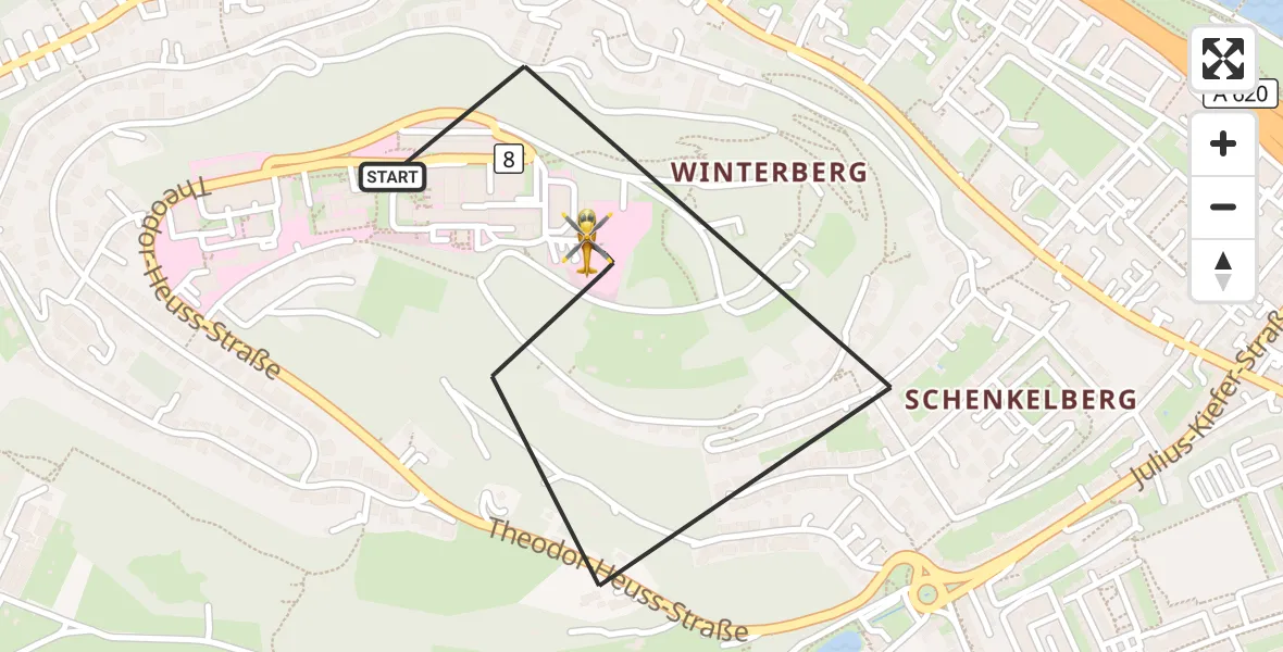 Flugroute Rettungshubschrauber Saarbrücken - Saarbrücken, 03 Oktober 2026, 13:17