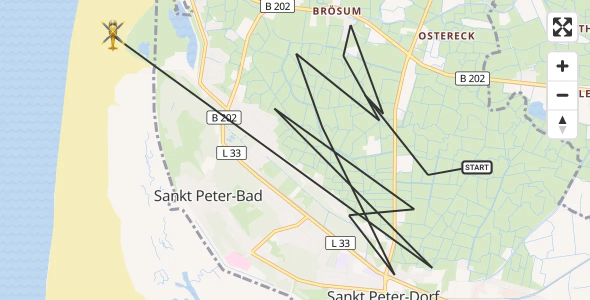 Flugroute Ambulanzhubschrauber Sankt Peter-Ording - Sankt Peter-Ording, 03 Oktober 2026, 13:58