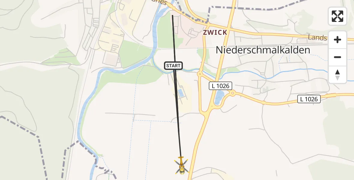 Flugroute Rettungshubschrauber Schmalkalden - Schmalkalden, 03 Oktober 2026, 14:55